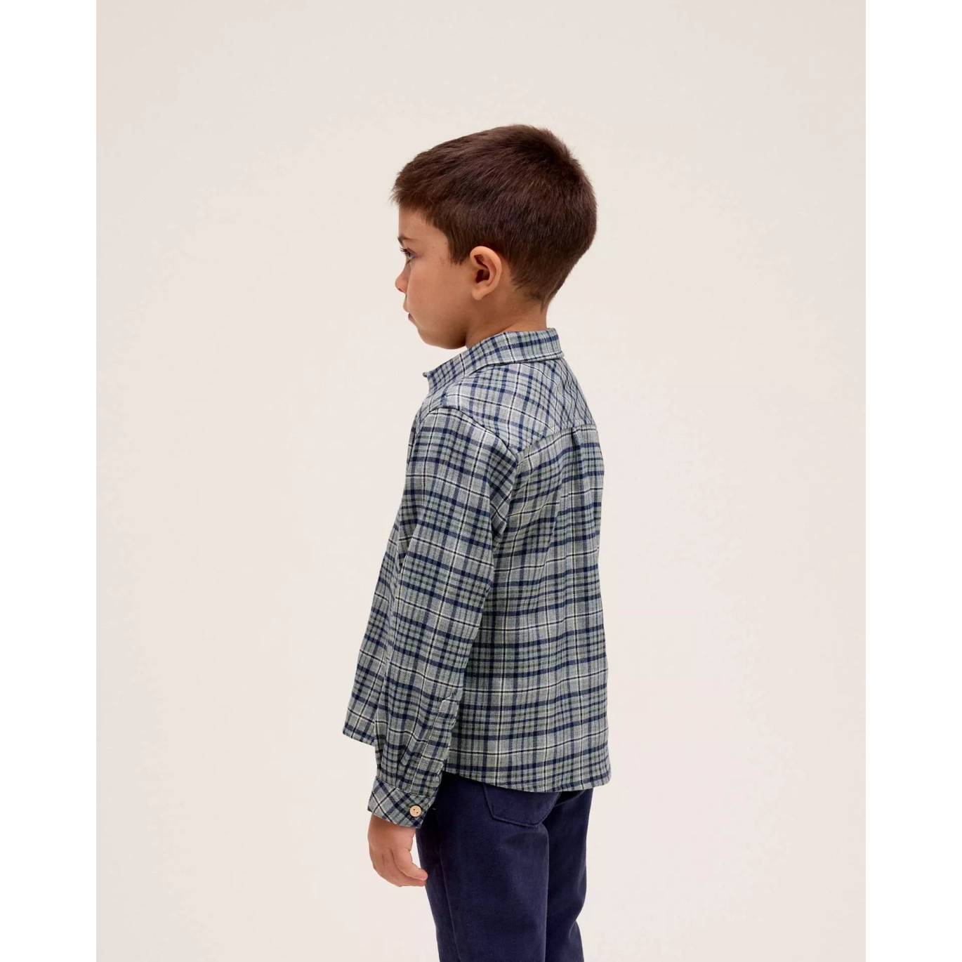 Camisa de niño de cuadros azul marino y verde 2