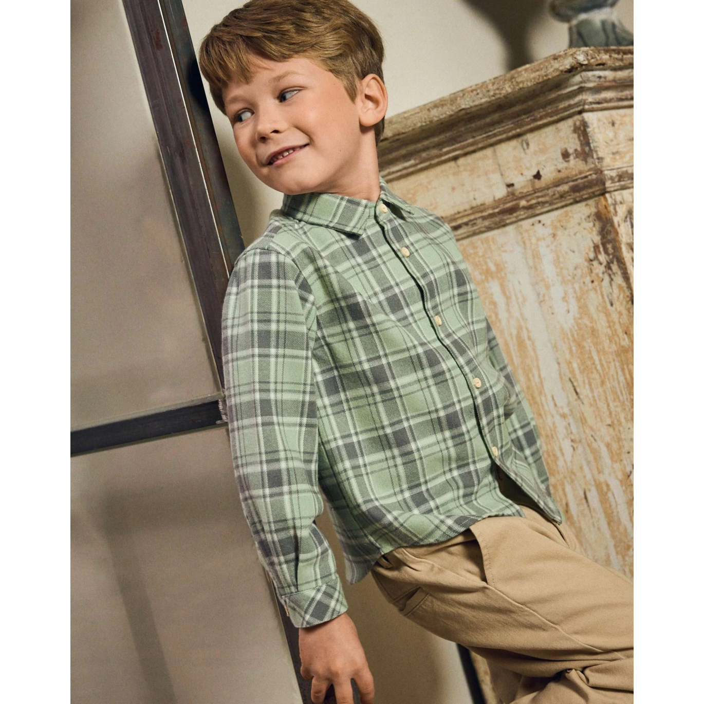 Camisa de niño de cuadros verdes | Dadati