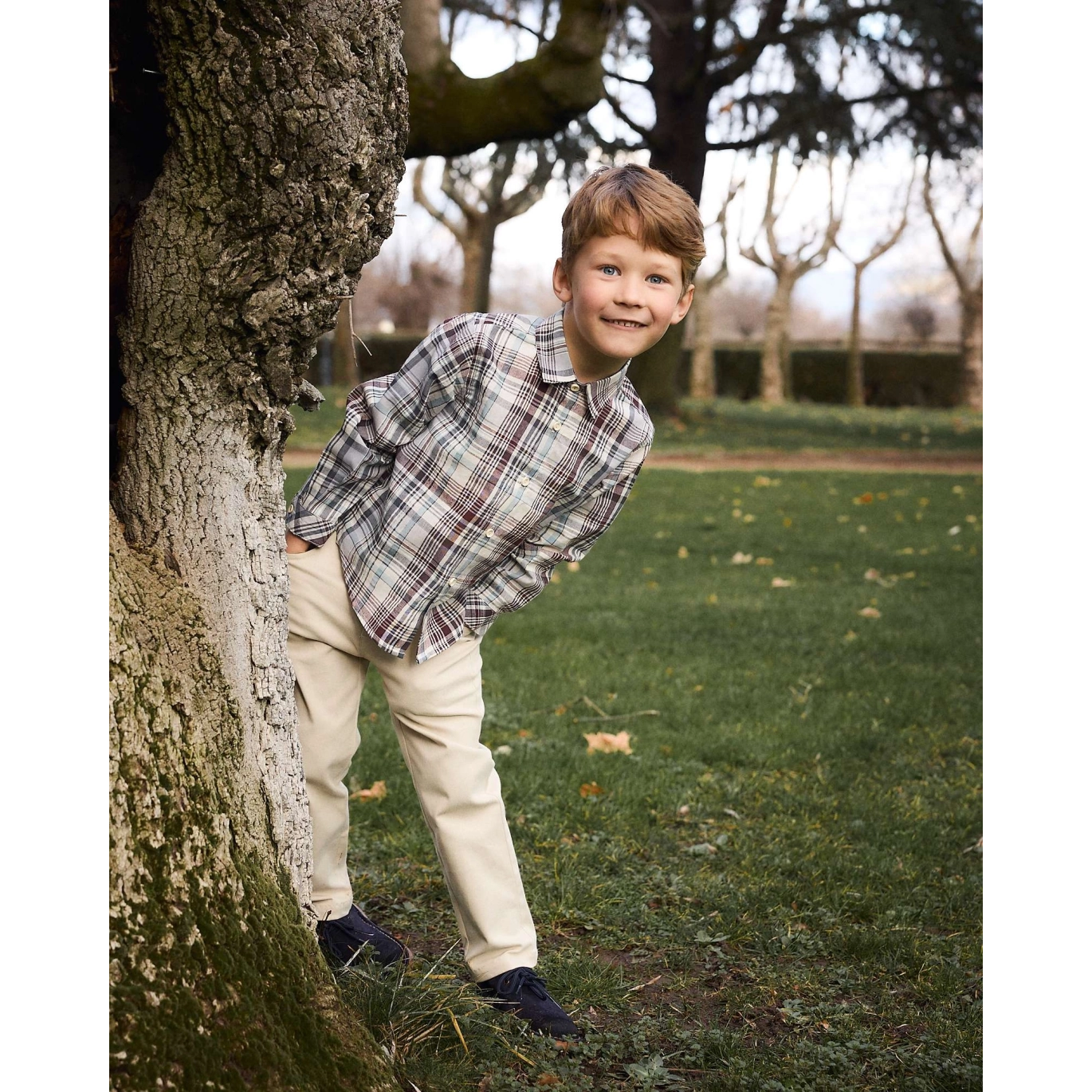 Camisa de niño de cuadros granate y gris | Dadati