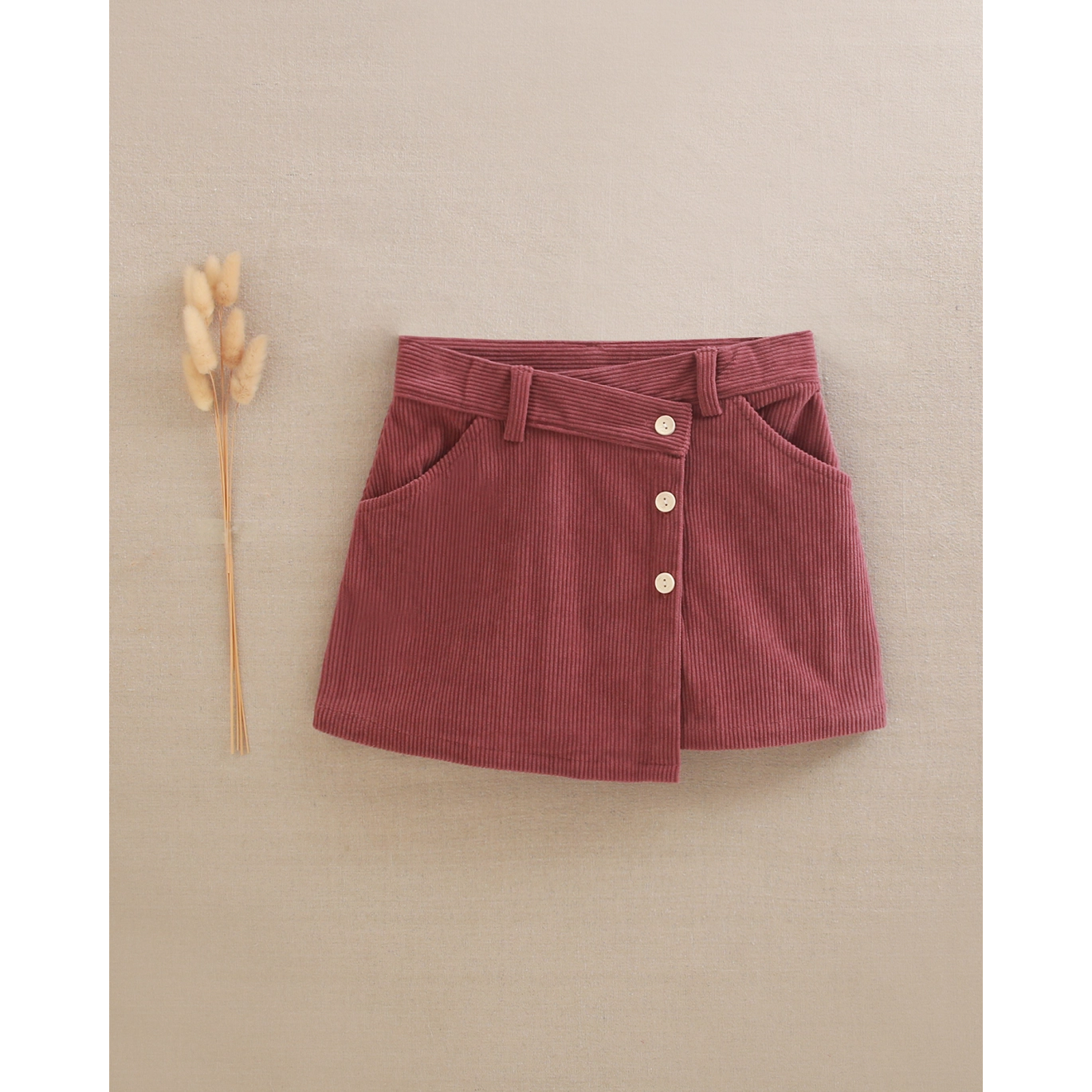 Falda de niña de pana rosa oscuro | Dadati