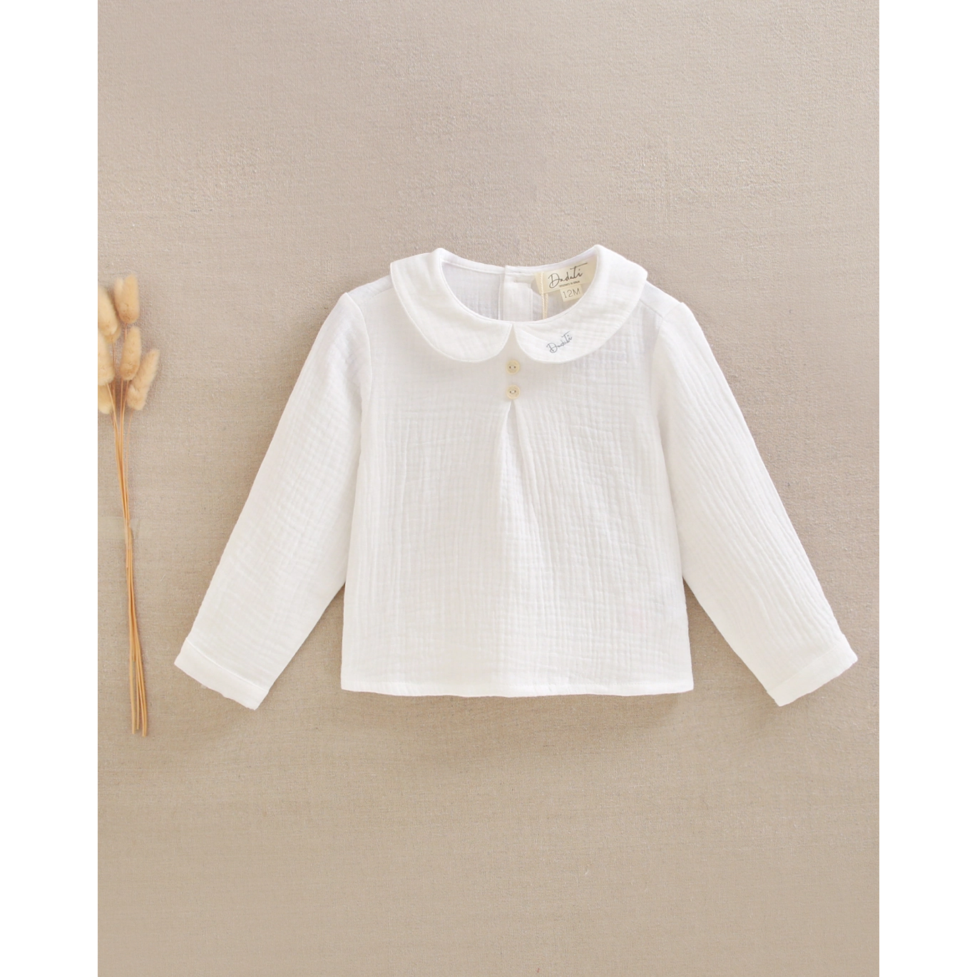 Camisa de bebé niño blanca de bambula | Dadati