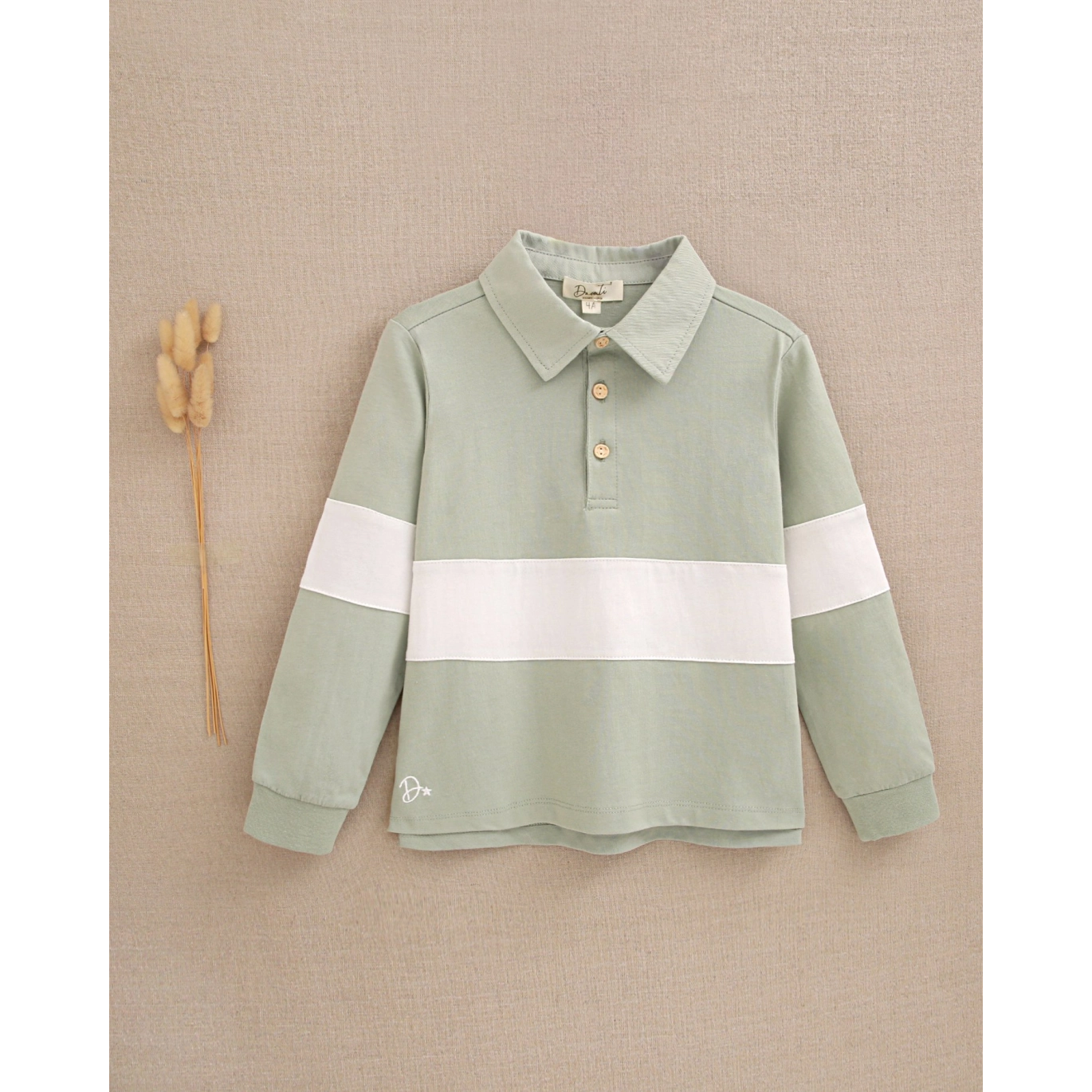 Polo de niño de rayas verde y blanco | Dadati