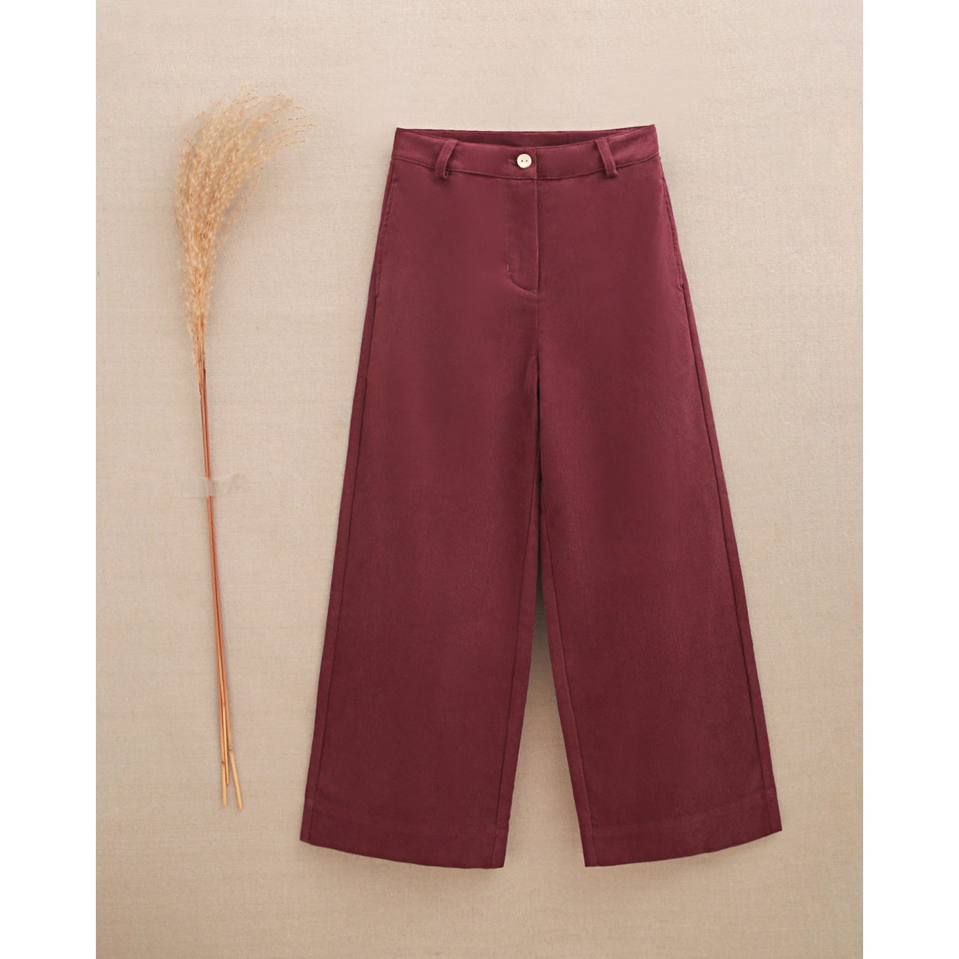 Pantalón de niña largo de pana color berenjena