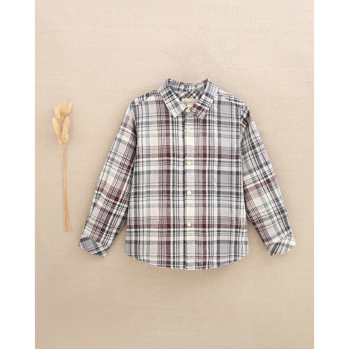 Camisa de niño de cuadros granate y gris | Dadati 2