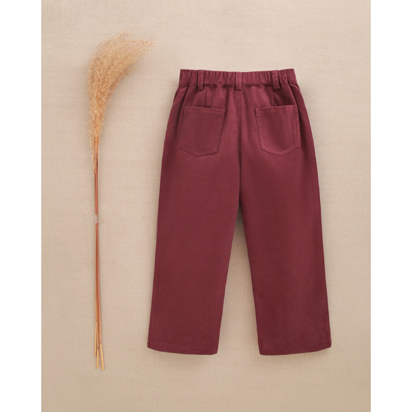 Pantalón de niño largo recto color berenjena 2