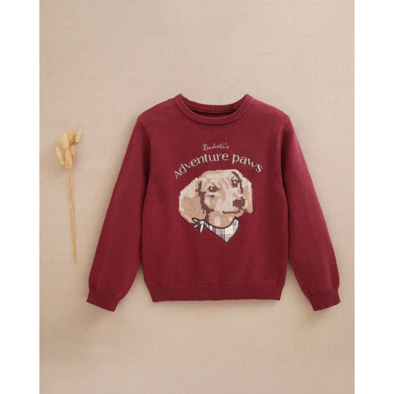 Jersey de niño morado con dibujo de perro salchicha bordado