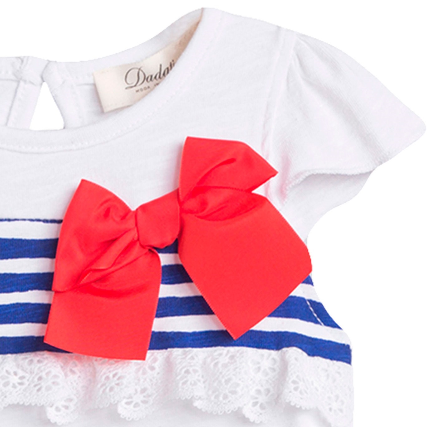 Camiseta De Bebe Nina En Blanco Con Print De Rayas Marineras Dadati Moda Infantil