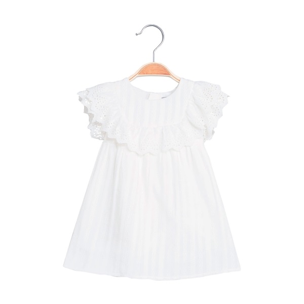 Imagen de Vestido de bebé niña con rayas blancas y volantes