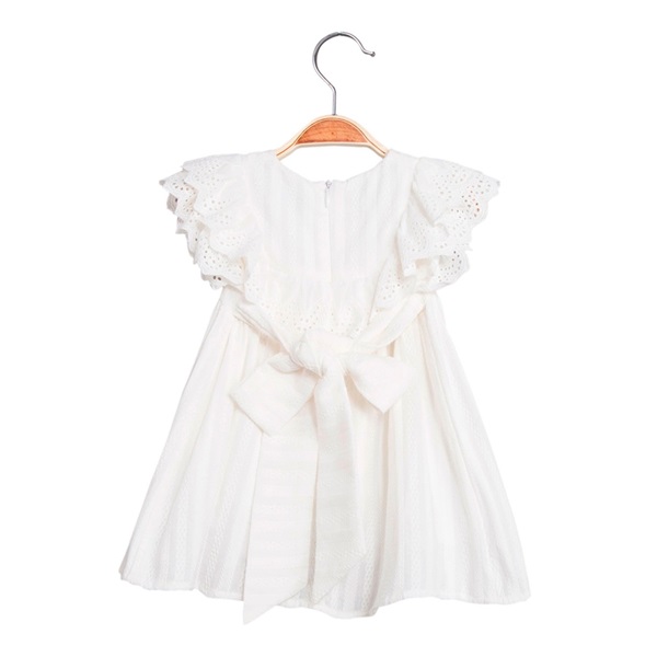 Imagen de Vestido de bebé niña con rayas blancas y volantes