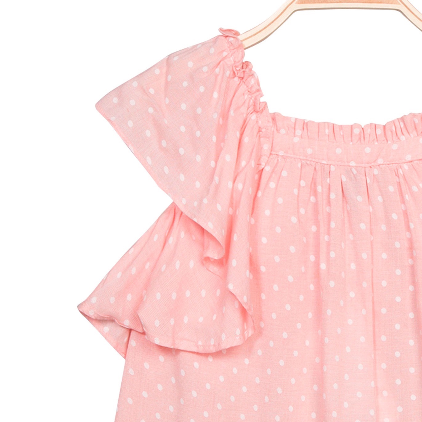 Imagen de Blusa de niña en rosa claro con topos