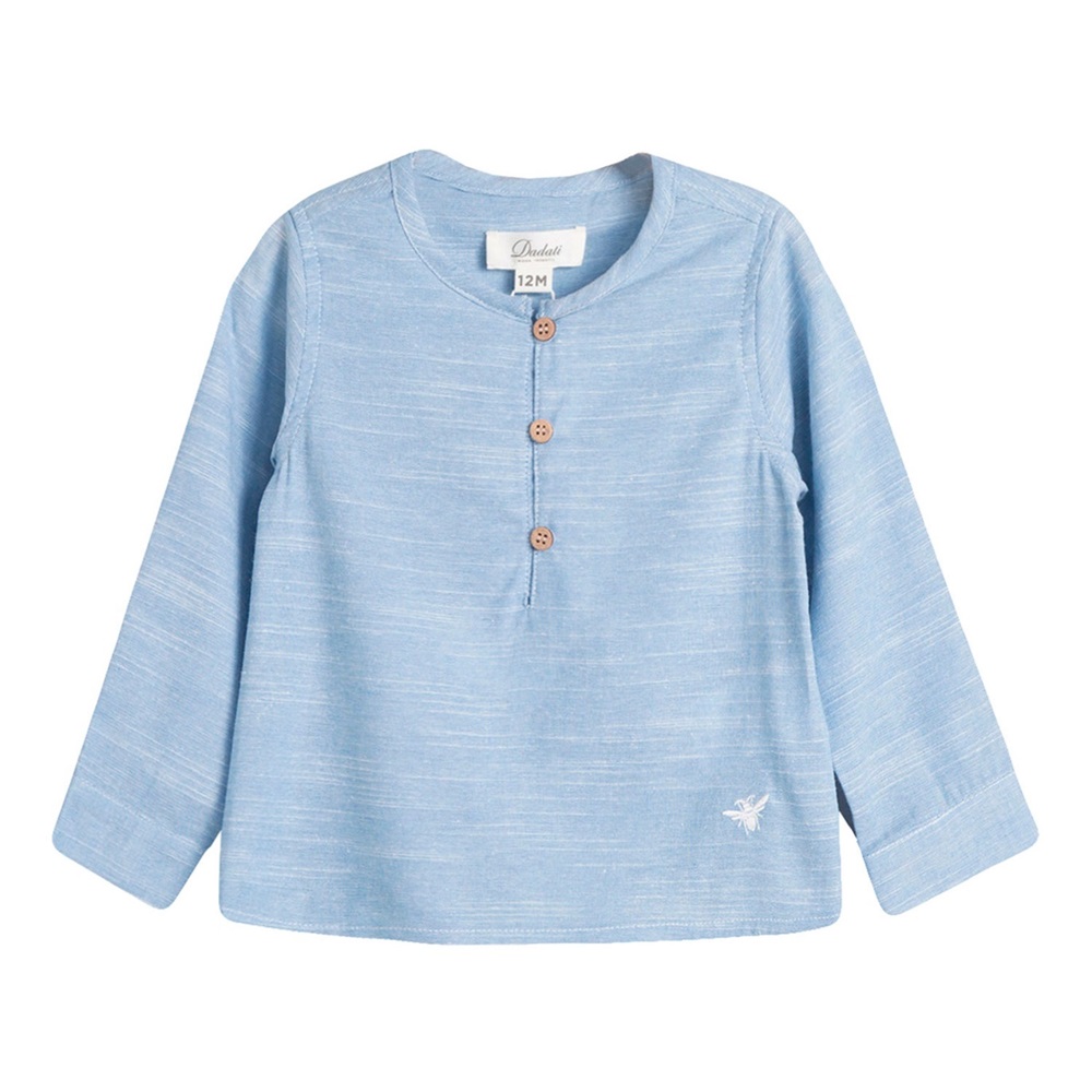 Imagen de Camisa de bebé niño en azul jaspeado y manga larga