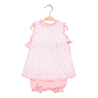 Imagen de Vestido de bebé niña con print de estrellas rosa y pololo