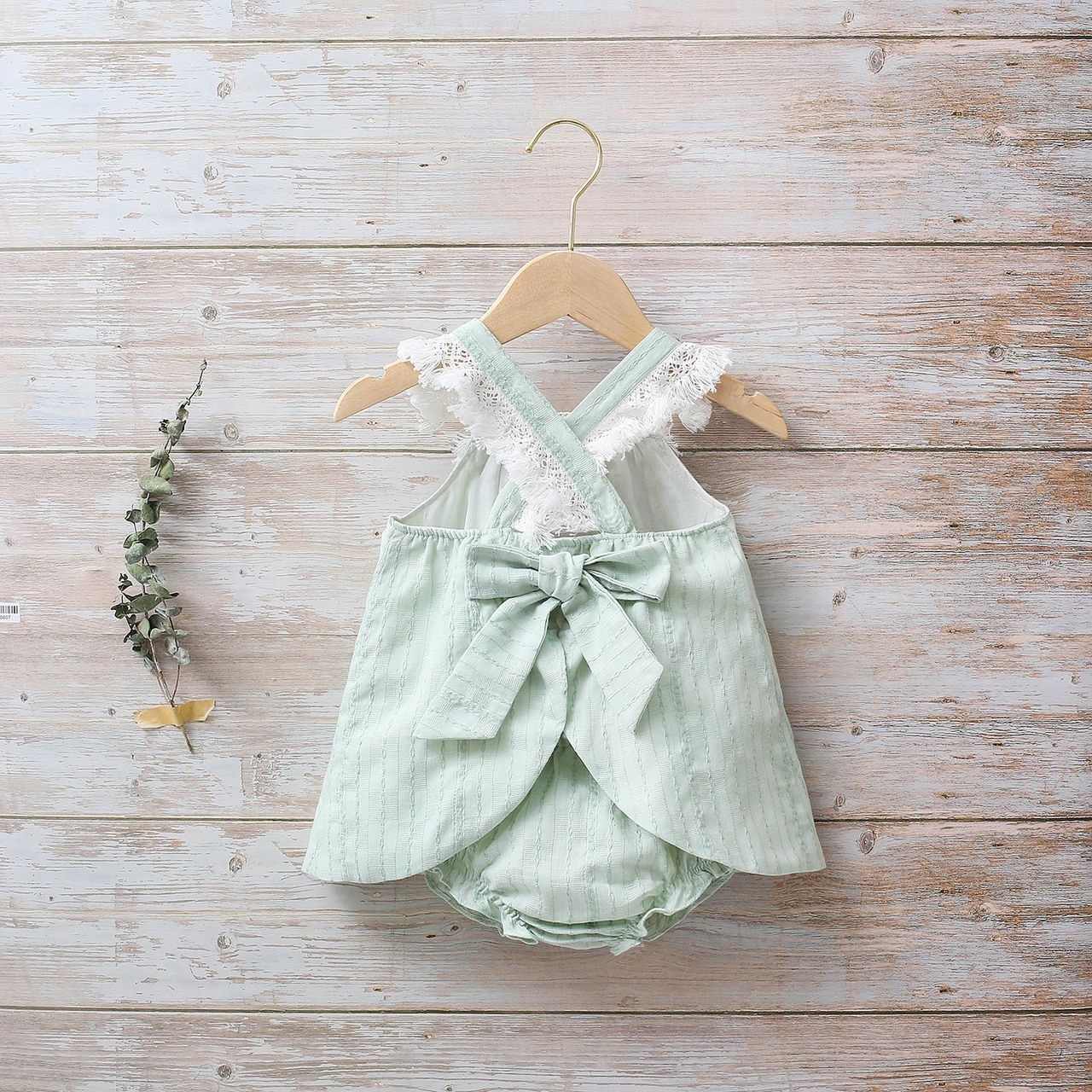 Imagen de Vestido bebé Boho verde con flecos 