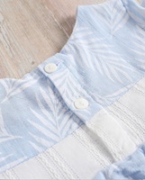 Imagen de Vestido bebé Paradise azul con hojas blancas
