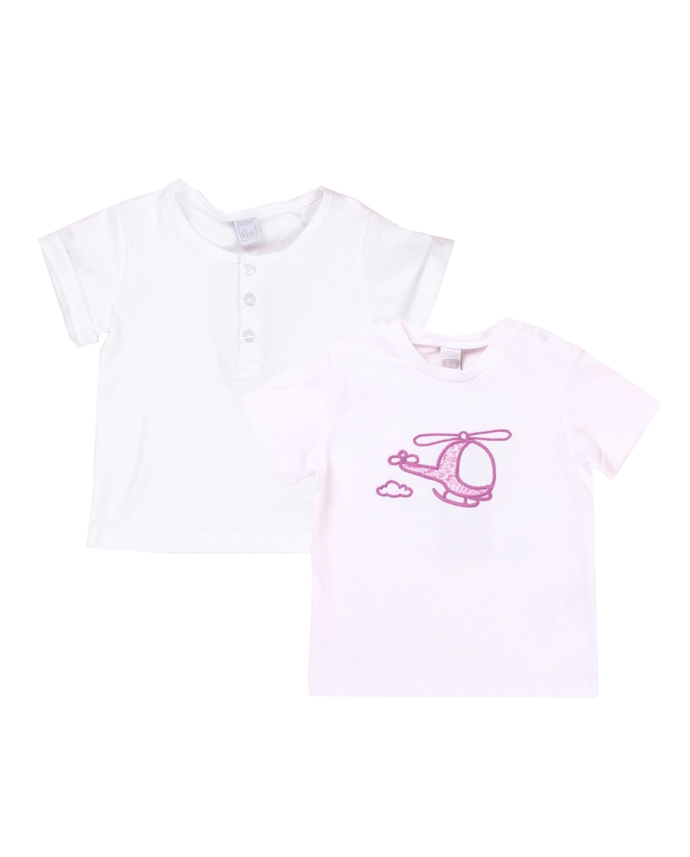 Imagen de Conjunto camisetas bebé niño blanca y con motivo helicóptero