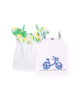 Imagen de Conjunto camisetas bebé niña de tirantes con motivos bicicleta y limones