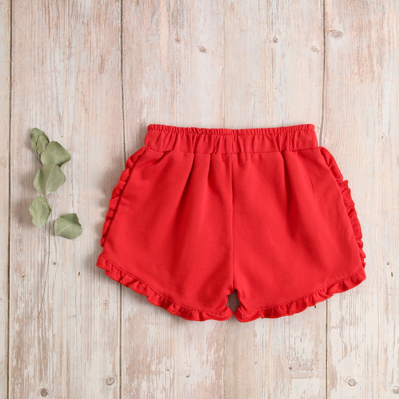 Imagen de Short niña rojo algodón con volantitos 