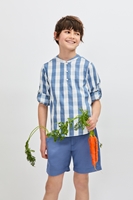Imagen de Camisa niño con cuello mao de cuadros azul y blanco
