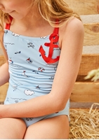 Imagen de Bañador niña con estampado pirata azul y rojo