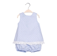 Imagen de Vestido de bebé niña en azul claro con pololo