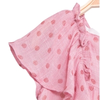 Imagen de Vestido de bebé niña rosa con topos