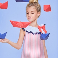 Imagen de Vestido niña náutica de rayas rojo