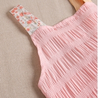 Imagen de Mono teen largo en bambula rosa y combinado de tejidos