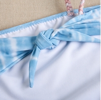 Imagen de Bañador de teen niña en color azul y blanco con tirantes y flecos