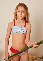 Imagen de Bikini niña con estampado pirata azul y rojo