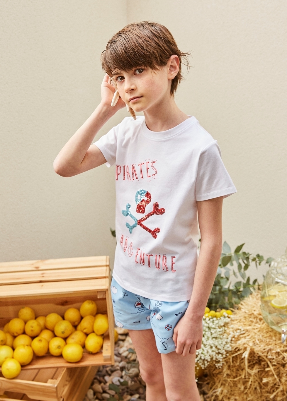 Imagen de Camiseta de niño con lentejuela doble color de calavera