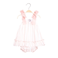Imagen de Vestido de bebé niña de rayas rosa con braguita