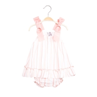 Imagen de Vestido de bebé niña de rayas rosa con braguita