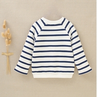 Imagen de Sudadera de bebé niño de rayas azules y blancas con bordado de calavera