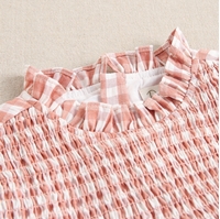 Imagen de Vestido de niña de cuadros con smock y bordados en rosa 