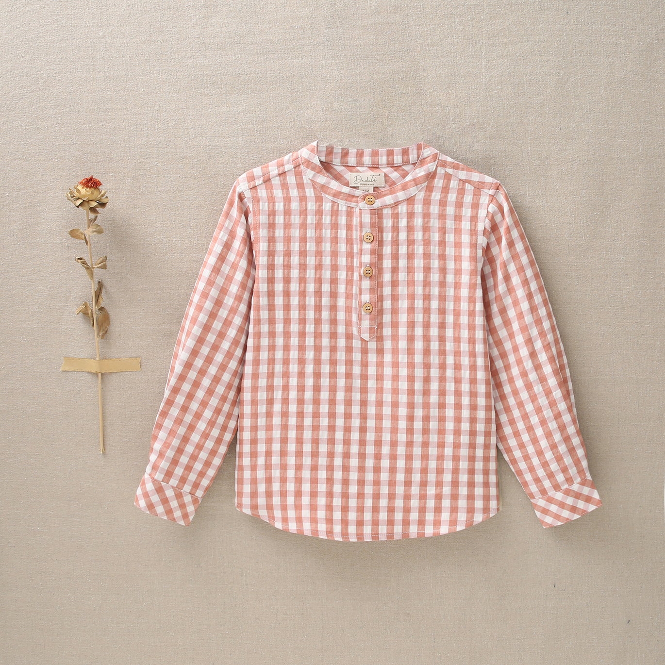Imagen de Camisa de niño de cuadros rosas y blancos