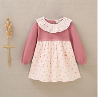 Imagen de Vestido de bebé niña combinado de color rosa