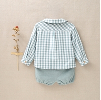 Imagen de Conjunto de bebé niño de camisa de cuadros de vichy y pololo liso verde