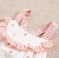 Imagen de Vestido de bebé niña blanco con estampado de flores rosas
