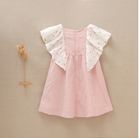 Imagen de Vestido de niña en cuadros vichy rosas y blancos