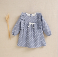 Imagen de Vestido de bebé niña azul con flores blancas