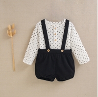 Imagen de Conjunto de bebé niño de camisa de estrellas y pantalon negro de pana