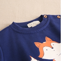 Imagen de Sudadera de bebé niño azul con estampado zorro