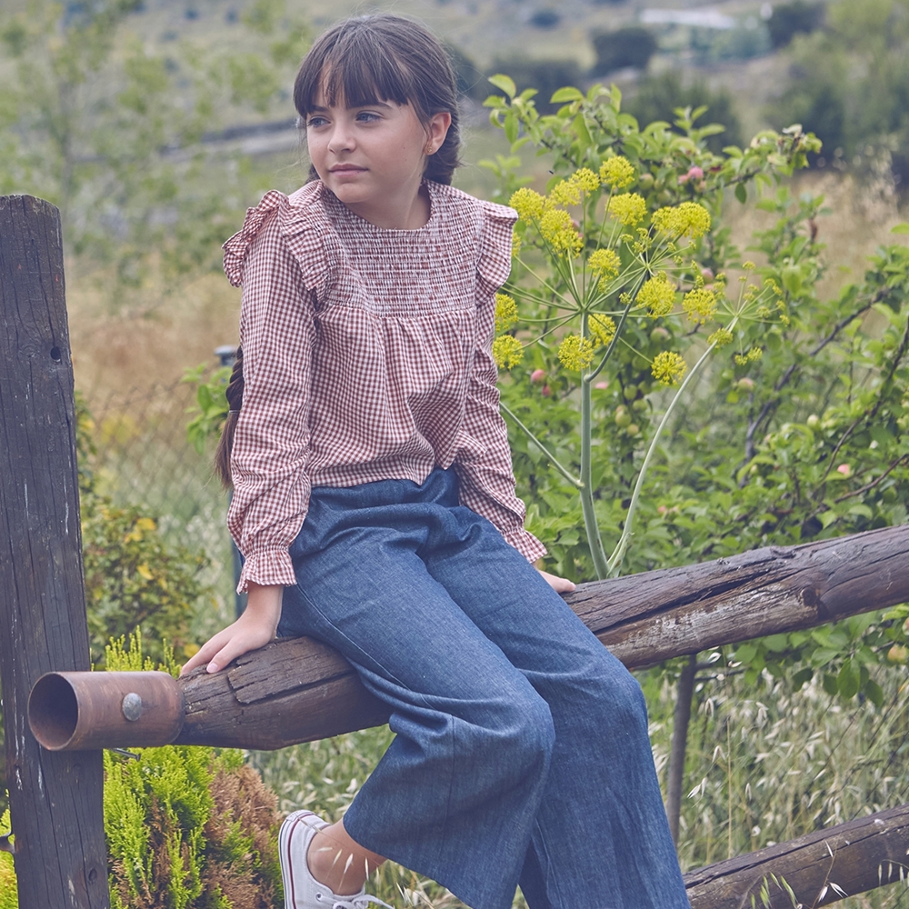 Imagen de Camisa de teen de cuadros vichy caldera y blanco