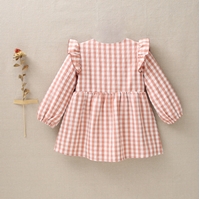 Imagen de Vestido de bebé niña con volantes de cuadros rosas y blancos