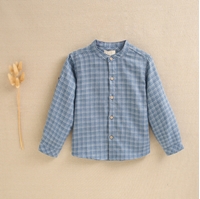 Imagen de Camisa de niño cuadros azul y blanco cuello mao
