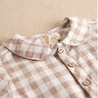 Imagen de Camisa de bebé niño cuadros marron y blanco y cuello bebé