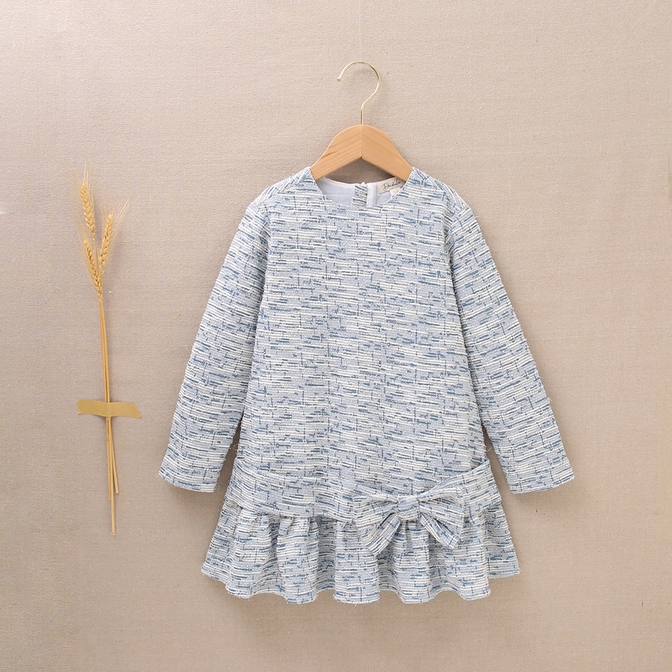 Imagen de Vestido de niña tejido tweed azul