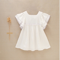 Imagen de Vestido de niña blanco plumeti con ribetes lilas
