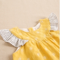 Imagen de Vestido de bebé niña amarillo mostaza con estampado de soles