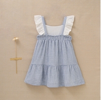 Imagen de Vestido de niña en cuadros vichy azules y blancos